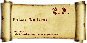 Matus Mariann névjegykártya